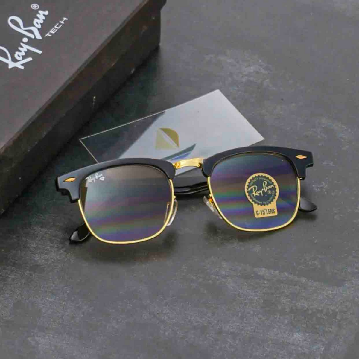 RAY-BAN New Stylish Brown Shaded & Gold 3016 Sunglass For Unisex