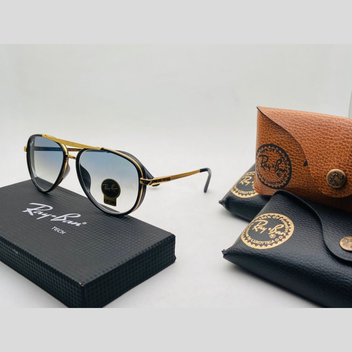 RAY-BAN Blue Shaded & Gold 4414 Causal Latest Sunglass For Unisex.