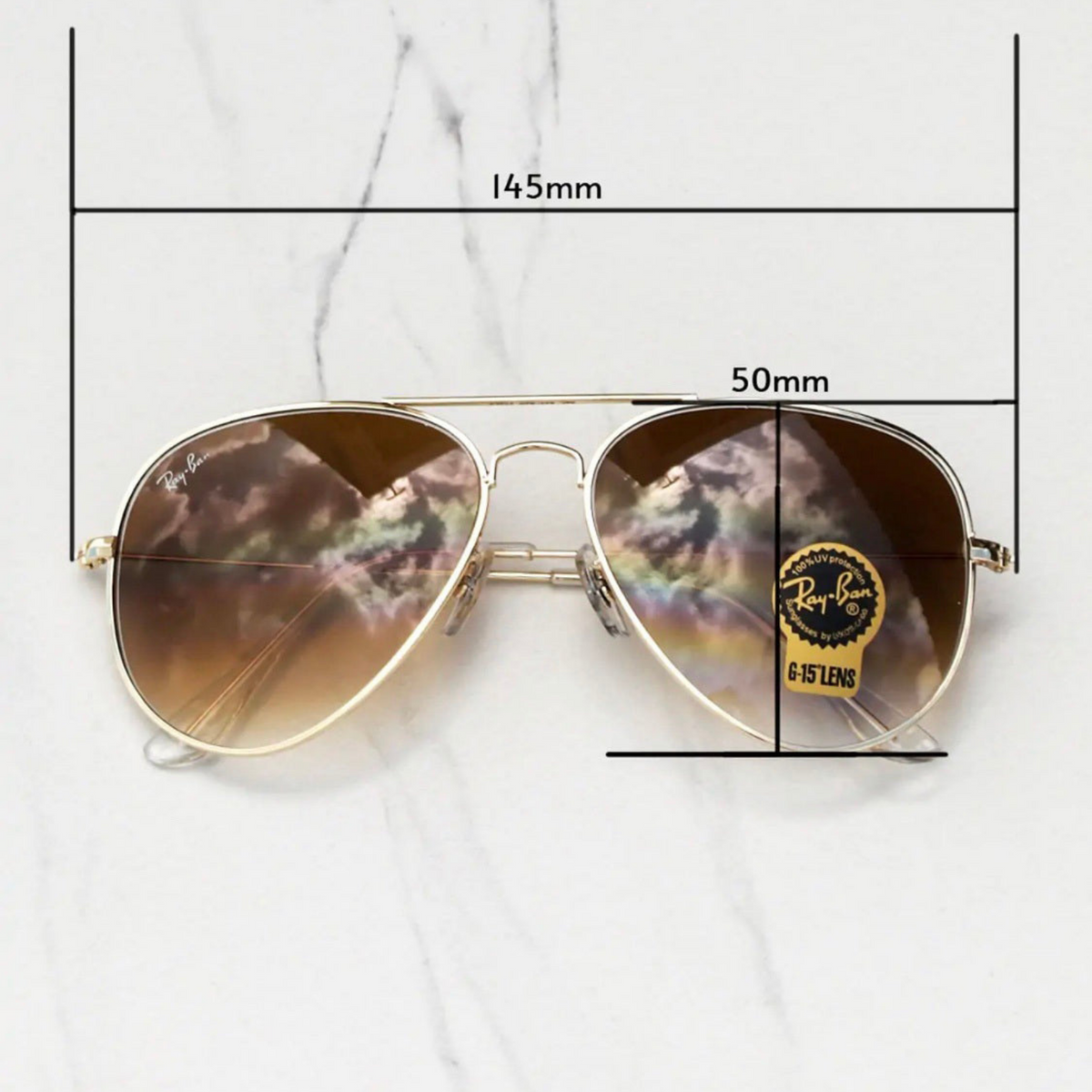 RAY-BAN Brown Shaded & Gold 3026 Aviator Causal Latest Sunglass For Unisex.