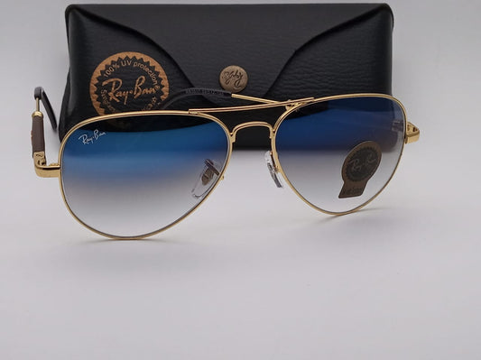 RAY-BAN Blue Shade & Gold 3517 Oval Trendy Hot Favourite Wintage Sunglass For Unisex.