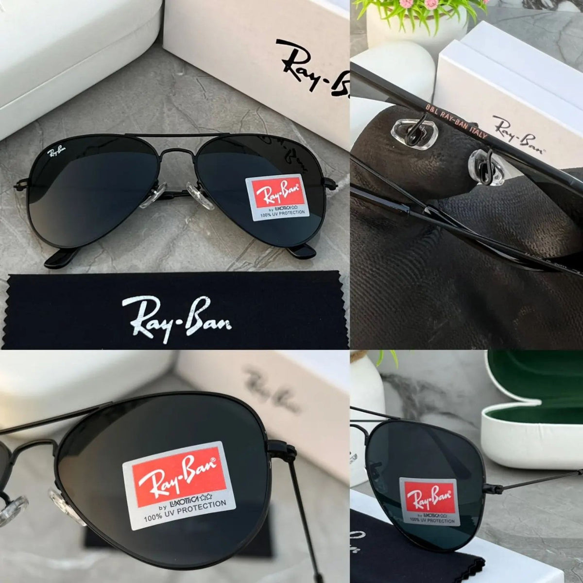RAY-BAN Black & Black 3026 Aviator Hot Favourite Wintage Sunglass For Unisex.
