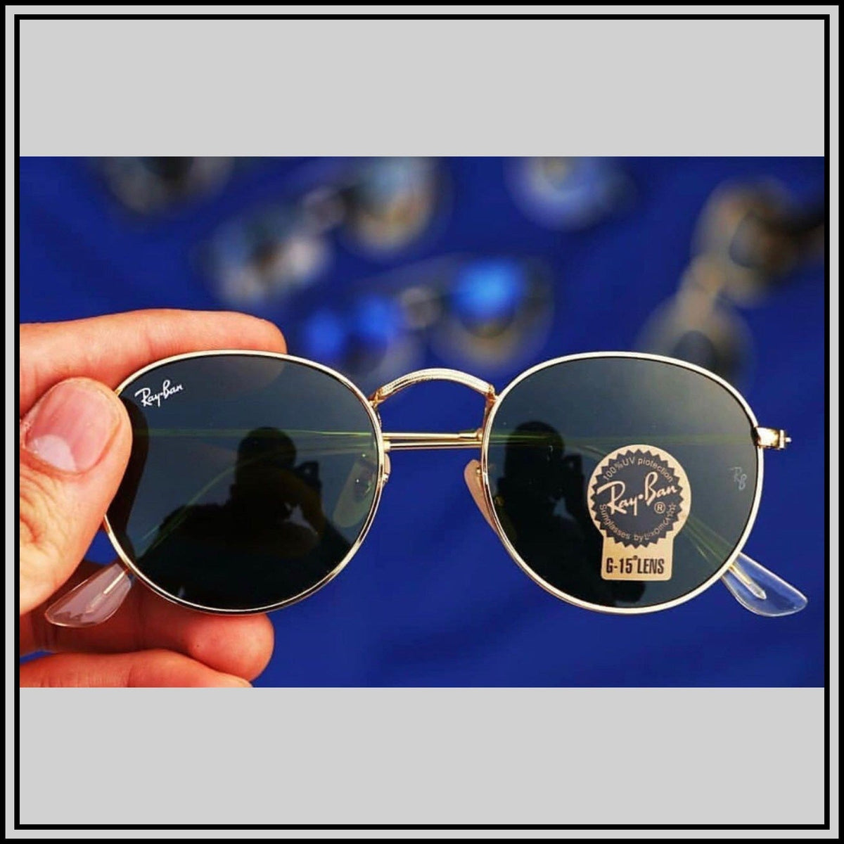 RAY-BAN Green & Gold ( 3447) New 26-mm Men's Sunglasses.
